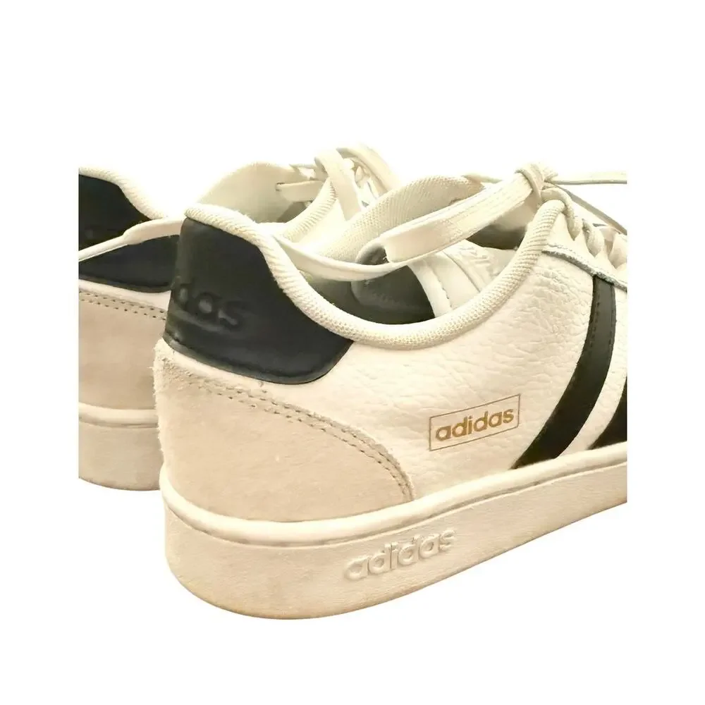 Adidas White Black Stripe Leather Sneakers Men’s Size 10 Classic Lace Up Shoes